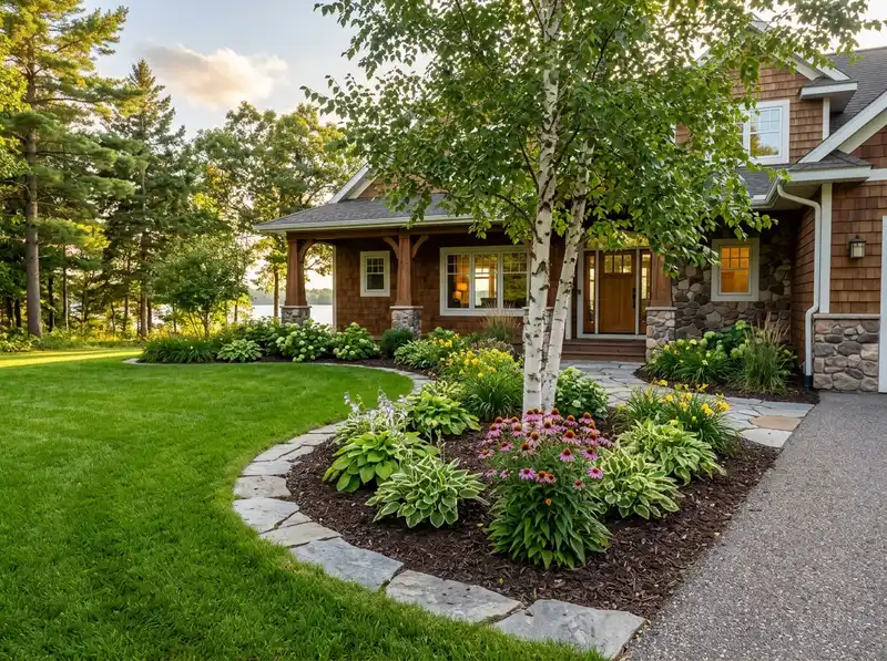 Professional residential landscaping and manicured lawn in Detroit Lakes, Minnesota Professional residential landscaping and manicured lawn in Detroit Lakes, Minnesota