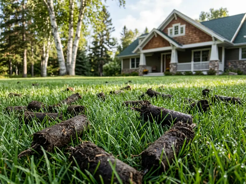 Lawn aeration service on a green Detroit Lakes yard by Chips Clips Landscaping Lawn aeration service on a green Detroit Lakes yard by Chips Clips Landscaping