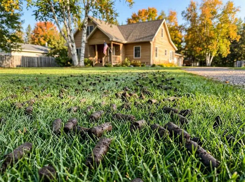 Lawn aeration service showing fresh soil plugs on a green Detroit Lakes yard Lawn aeration service showing fresh soil plugs on a green Detroit Lakes yard