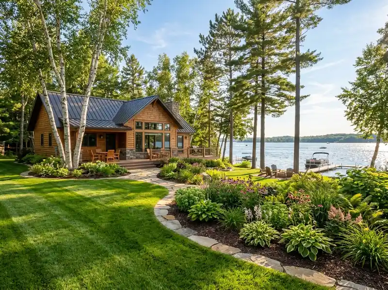 Lakeside home landscaping and manicured lawn in Detroit Lakes by Chips Clips